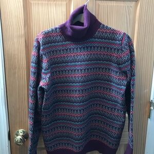 LLBEAN Cotton/Cashmere Sweater Turtleneck Fair Isle XL